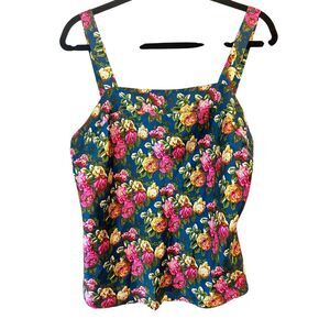 Vintage Victoria's Secret Silk Square Neck Camisole size L romantic garden loung